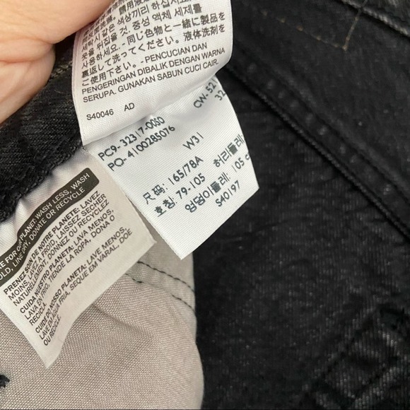 LEVIS 501 Black Button Fly Distressed Raw Hem Jean Shorts Size 31 - Picture 10 of 10